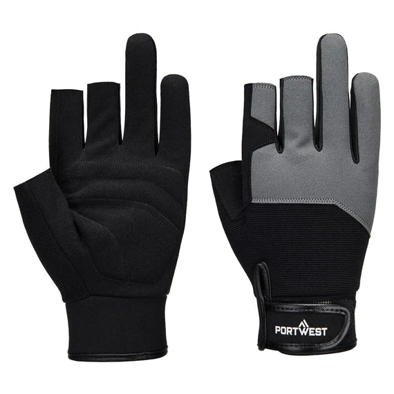 A741BKRL Fingerloser Schutzhandschuh im Bereich von Daumen, Zeige- und Mittelfinger, während Ringfinger und k