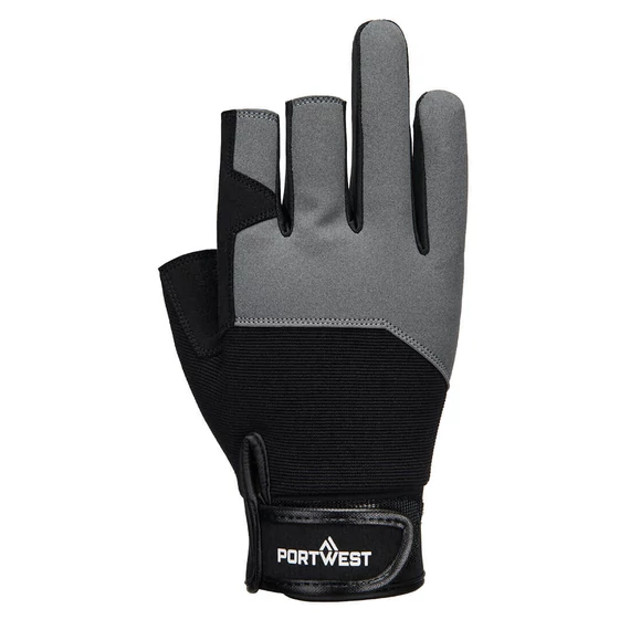 A741BKRL Fingerloser Schutzhandschuh im Bereich von Daumen, Zeige- und Mittelfinger, während Ringfinger und k