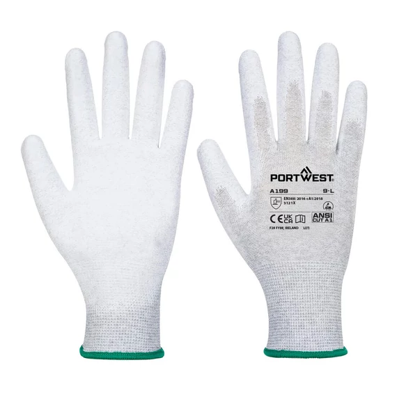 AB199GRRL Antistatischer Handschuh mit 13er Strickstärke, glatter PU-Handflächenbeschichtung, atmungsaktivem n