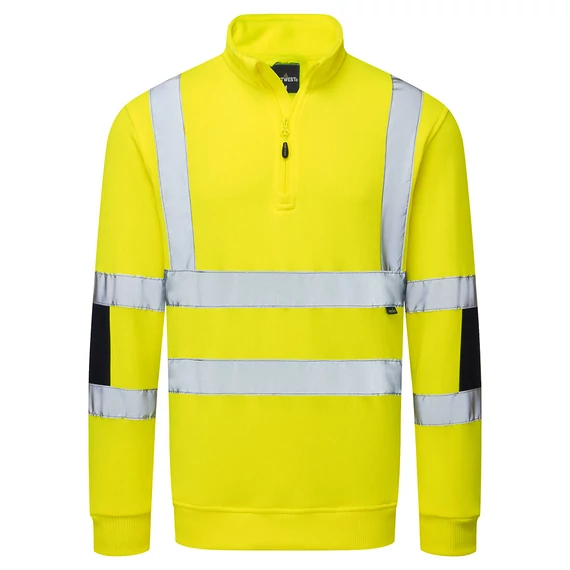 B314YER4XL Portwest Hi-Vis cipzáras kötött pulóver