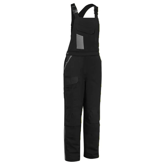 CD112BYR4XL Latzhose aus 100 % Baumwolle mit halb elastischem Bund, Reflexstreifen, Kontrastfarben, verlängerbar