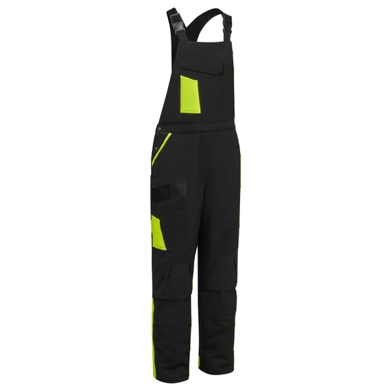 CD112KYR4XL Latzhose aus 100 % Baumwolle mit halb elastischem Bund, Reflexstreifen, Kontrastfarben, verlängerbar