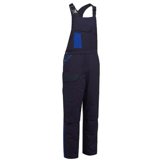 CD112NRR4XL Latzhose aus 100 % Baumwolle mit halb elastischem Bund, Reflexstreifen, Kontrastfarben, verlängerbar