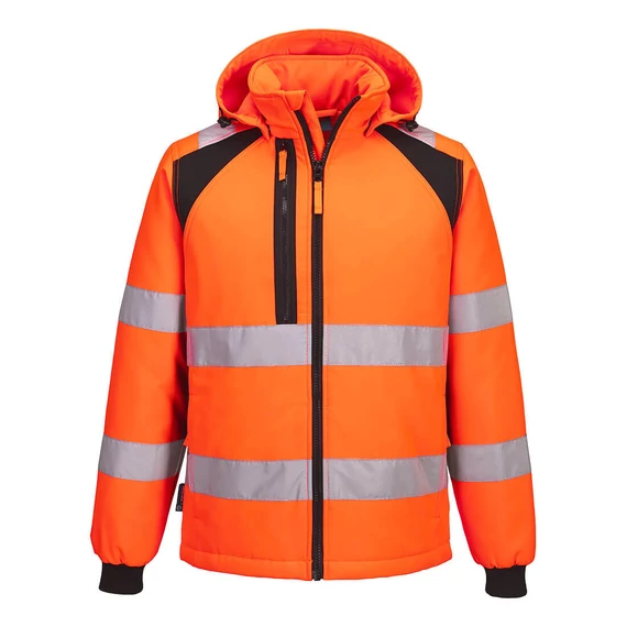 CD809OBR4XL Warnschutzjacke mit abnehmbarer Kapuze, Material mit UPF 40 (blockiert 98 % der UV-Strahlen), EN ISO