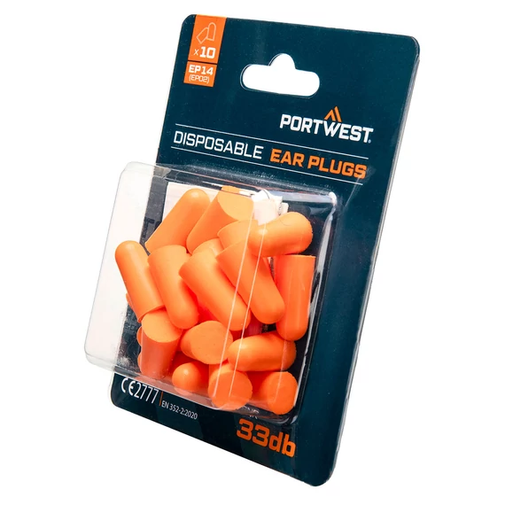 Portwest PU-Schaum-Ohrstöpsel mit Blisterpackung (10 Paar)