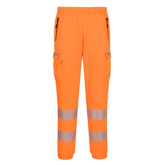 KX348ORR4XL Eine Hi-Vis Hose aus Strickgewebe mit gebürsteter Rückseite, mit Kordelzug verstellbarem Bund, mit g