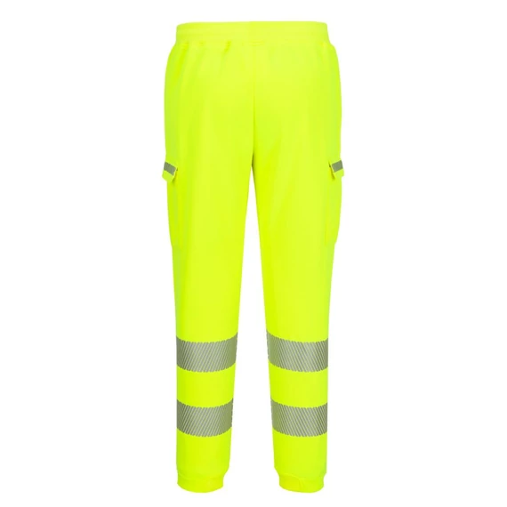 KX348YER4XL Eine Hi-Vis Hose aus Strickgewebe mit gebürsteter Rückseite, mit Kordelzug verstellbarem Bund, mit g