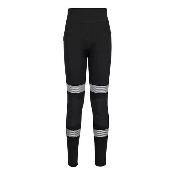 KX381BKR4XL Damen-Leggings aus 4-Wege-Stretchmaterial, mit hitzeversiegelten, segmentierten Reflexstreifen, hohe