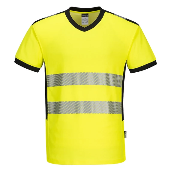 PW310YBR4XL PW3 Warnschutz-T-Shirt mit V-Ausschnitt und Mesh Einsatz kurzarm